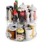 2 Tier Lazy Susan Turntable for Cabinet,Countertop,Pantry,12"W Spinning Seasoning Organizer,Double Rotating Kitchen Spice Rack Organizer and Condiments,Medicine,Vitamin Bottle Organizer Carousels,1Pc - size: 12"W-2Tier-1 Pack