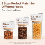 ComSaf Airtight Glass Storage Canister with Lids (0.7Qt/1.2Qt/1.6Qt) Set of 6, Food Storage Container Kitchen Pantry Storage Jar, Glass Jars for Flour Cereal Sugar Tea Coffee Beans Snacks, Square - size: 0.7Qt*2/1.2Qt*2/1.6Qt*2