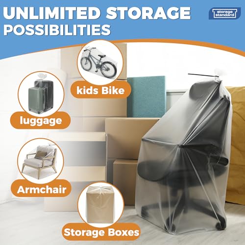 Storage Standard Large Clear Plastic Bags for Storage 6-Pack - Waterproof Extra Large Plastic Bags with Zip Ties, Heavy-Duty Cover for Rugs, Patio Cushions, Décor & Oversized Items - 45 x 65 Inches - size: 45'' x 65’'