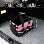Tool Organizer Tote Bag, Pink and Black, Large Capacity with Adjustable Compartments, Portable Cleaning Storage Caddy, 14.96x10.63x9.06 Inches - color: Pink