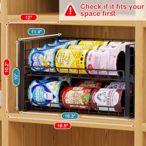 3-Pack Stackable Can Rack Organizer for Pantry, Adjustable Can Holder for Various Ounce of Cans up to 90, Rolling Can Dispenser for Canned Food Soup Goods Storage in Kitchen Cabniet, 2 Tier, Black - style: 2-Tier 3-Pack