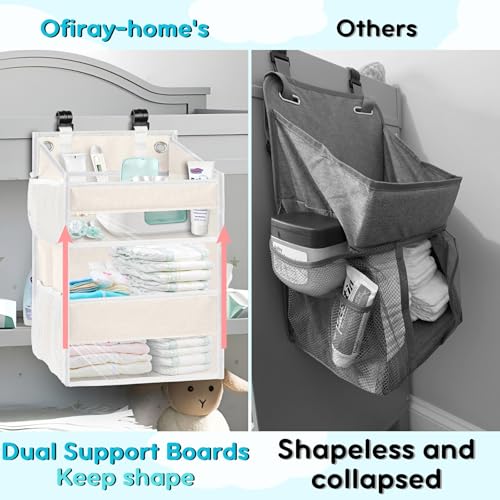 Ofiray-home Hanging Diaper Organizer for Changing Table,Cribs,Car,Playard or Wall & Nursery Organization - Spacious & Durable 2-Tier Diaper Organizer- Hold 90+ Diapers, Won't Deform, Beige - color: Beige