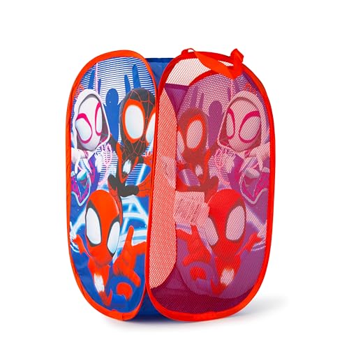 Jay Franco Marvel Spidey & His Amazing Friends Pop Up Hamper - Ghost Spider and Miles Morales Mesh Laundry Basket/Bag with Durable Handles - Storage for Clothes and Toys - color: Multi - Spidey and Friends