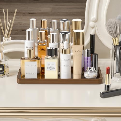 Weenson Bathroom Vanity Tray for Soap Dispenser, Perfume, Makeup, Dresser Jewelry, Decor, Candle, Bamboo Kitchen Tray for Counter Coffee Spice Salt Brown Toilet Tank Tray11.81”L x 6.1”W x 0.79”H - color: Brown, size: 11.8" x 6.1" x 0.8"