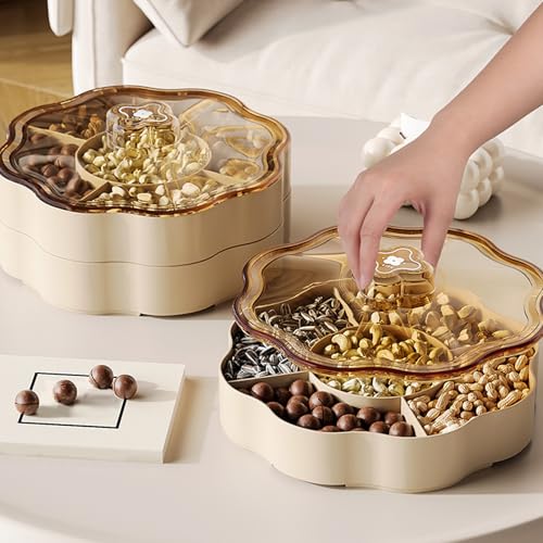 Candy Box Dry Fruit Container With Lid For Living Room 5 Compartments Snacks Organiser For Household Use - color: 1-tier, size: Red