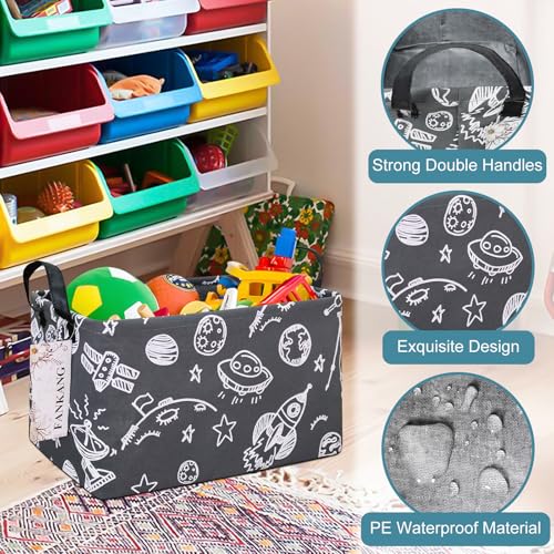 FANKANG Storage Basket,Nursery Hamper Canvas Laundry Basket Foldable with Waterproof PE Coating Storage, Office, Bedroom, Clothes,Toys (Rec-Space Planet) - color: FK-Rec-Space Planet