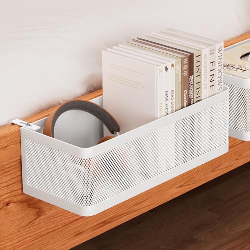 Bedside Caddy Shelf for Bunk Bed & Dorm, Adjustable Bunk Bed Caddy Holder for Top Bunk, Rails, Cribs, Bedside Shelf Organizer for Phone/Books/Drinks (White, L(L11in*W4.9in*H3.93in)) - color: White