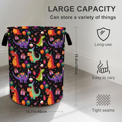 Dinosaurs Laundry Basket Storage Bin Foldable Laundry Hamper Clothes Storage Bucket Organizer 19.6x15.7 Inch For Laundry Room/Bedroom/Bathroom - color: Dinosaurs