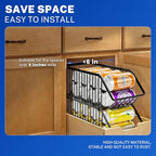 Stackable Soda Can Organizer Rack, Stacking Can Dispensers Refrigerator Organizer Bins Pop Soda Dispenser Canned For Fridge, Freezer, Kitchen, Cabinets (Black, 6)