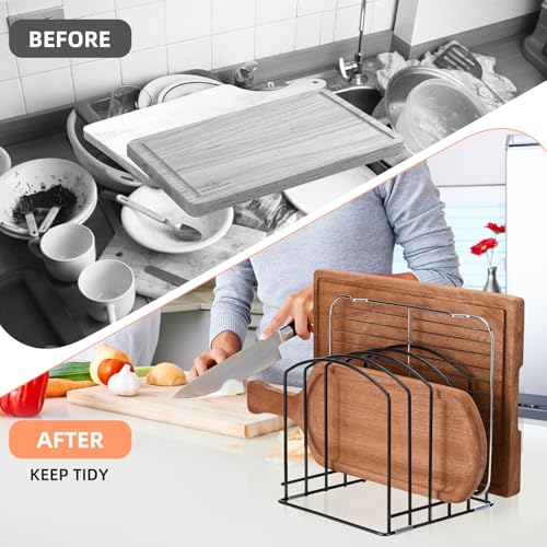 5-Slot Cutting Board Organizer, Bakeware Organizer, and Kitchen Cabinet Organizer for Baking Trays and Cookie Sheets (1pc 5 Slots for one size) - size: 1pc 5 Slots for one size