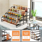 Bunoxea Spice Rack 4 Tier Kitchen Cabinet Organizer,Countertop Spice Rack,Tier Depth Adjustable Cabinet Shelf,Step Spice Organization Easy Visibility,Holds Seasoning and Condiments - size: 1 Pack