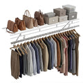 COSTWAY Closet Shelves Wall Mounted, Closet Shelf with Hanging Rod, Ventilated Metal Wire Shelving Kit, Wire Wall Shelf for Laundry Room, Bedroom, Home, Mounting Accessories Included (4 ft x 12 in) - size: 4 ft x 12 in