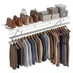 COSTWAY Closet Shelves Wall Mounted, Closet Shelf with Hanging Rod, Ventilated Metal Wire Shelving Kit, Wire Wall Shelf for Laundry Room, Bedroom, Home, Mounting Accessories Included (4 ft x 12 in) - size: 4 ft x 12 in