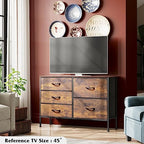 WLIVE Dresser for Bedroom with 5 Drawers, Wide Chest of Drawers for Bedroom, Fabric Dresser for Living Room, Closet, Hallway, Rustic Brown Wood Grain Print - color: Rustic Brown Wood Grain Print