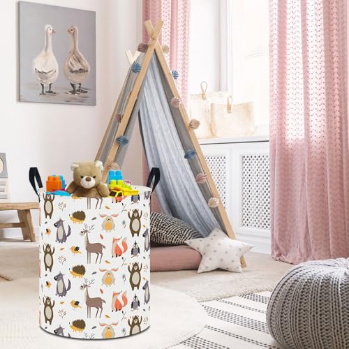 19.7" Laundry Basket,Kids Dirty Clothes Hamper,Waterproof Storage Bin,Room Decor,Gift Baskets,Nursery Hamper(Forest Animal) - color: Forest Animal