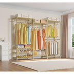 VIPEK V5 Portable Closet Wardrobe Heavy Duty Clothes Rack, Freestanding Metal Clothing Racks Custom Closet Racks with 8 Adjustable Shelves, 68.9" Lx15.7 Wx76.4 H, Max Load 890LBS, Gold - color: Gold, size: V5 Standard