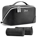 BOYATU Travel Makeup Bag Cosmetic Bags for Women: 3 Pcs Set Large Capacity Make up Bag with Handle - Waterproof Vegan Leather Toiletry Bags Travel Essentials with Compartments(C-2-Black) - color: C-2-Black