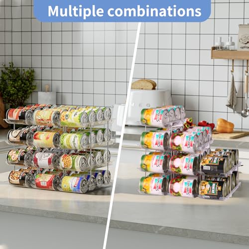 Jsyrjing Can Organizer for Pantry, Modular 2-Tier Can Dispenser with Flexible Combination Design, Clear Extra-Thick Durable 2-Pack Storage Rack for 48 Cans, Stackable for Cabinet, Fridge, Countertop - size: 3*2