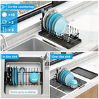 ANTOPY Sink Dish Drying Rack - Expandable Small Dish Rack Over Sinks with Silicone Drying Tray, Dish Drainer for Kitchen Counter with Cutlery Holder, Drying Rack Fit for 14’’-19’’ Kitchen Sink - style: In Sink (Small)