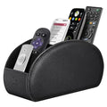 Fintie Remote Control Holder, 5 Compartments Vegan Leather TV Remoter Caddy Desktop Organizer Makeup Brush Holder Storage Fits TV Remotes, Media Controllers, Office Supplies(Black) - color: Black