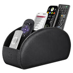 Fintie Remote Control Holder, 5 Compartments Vegan Leather TV Remoter Caddy Desktop Organizer Makeup Brush Holder Storage Fits TV Remotes, Media Controllers, Office Supplies(Black) - color: Black