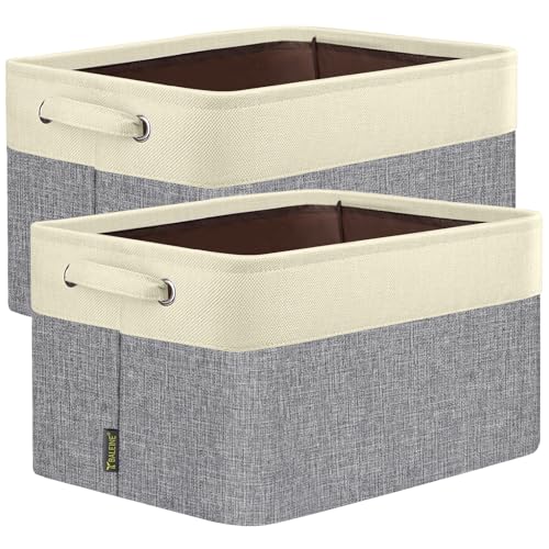 BALEINE 2 Pack Fabric Closet Storage Bins for Shelves, Linen Closet Organizers and Storage, Decorative Baskets for Organizing, Shelf, Clothes, Home, Office (Grey, 12"x8"x8") - color: Grey, size: 2PCS/Small-12x8x8