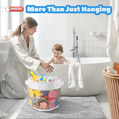 UNEEDE Bath Toy Organizer,4.15 Gallons Bathtub Toy Storage Organizer,Quick Access Bath Toy Holder For Bathtub,Baby Organizer And Storage,Quick Dry Baby Bath Toy Storage For Tub,Mesh Shower Caddy(Gray) - style: Gray