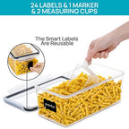 Vtopmart Airtight Food Storage Containers with Lids 4PCS Set 3.2L, Plastic Spaghetti Canisters for Pasta organizer, BPA Free Air Tight Kitchen Pantry Organization