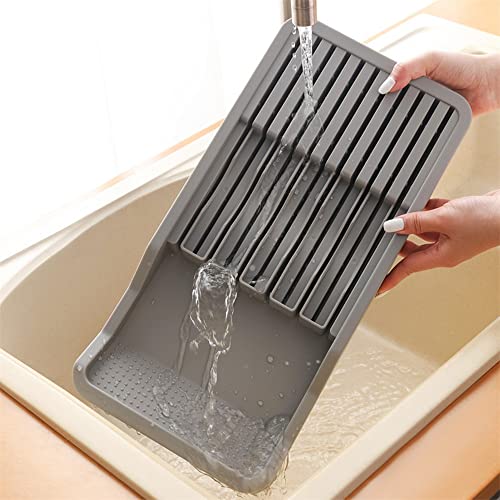 RIIPOO Expandable Knife Organizer for Drawer - Retractable and Adjustable Knife Block Holder Insert, Secure Storage Tray for Kitchen Countertop Organization