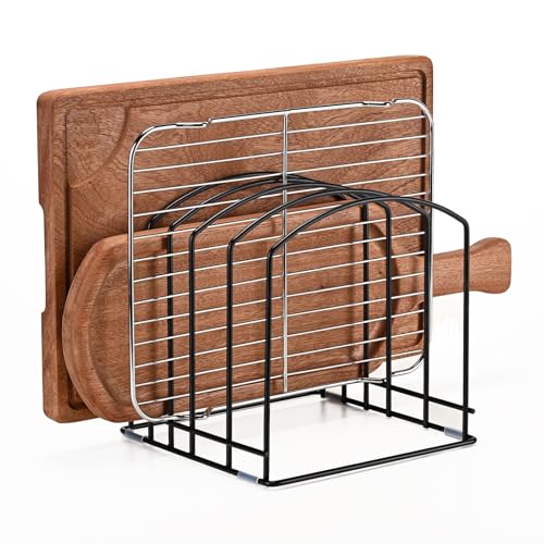 5-Slot Cutting Board Organizer, Bakeware Organizer, and Kitchen Cabinet Organizer for Baking Trays and Cookie Sheets (1pc 5 Slot for two size) - size: 1pc 5 Slots for two size