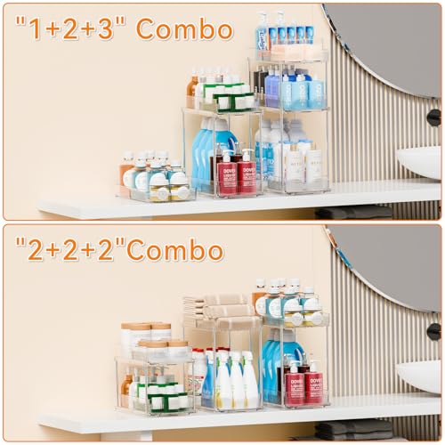 Yieach 2 Pack 13.8″ Deep 3 Tier Under Sink Storage Organizer,Large Pull Out Bathroom Organizers and Storage,Slide Out Acrylic Undersink Storage Shelf,Kitchen Under Sink Organizer for Cleaning Products - style: 2 Pack-3 Tier