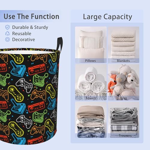 Laundry Basket, Dirty Clothes Basket, Foldable Waterproof Oxford Cloth Storage Basket for Bedroom, Bathroom, Clothes,Large Storage Basket Home Decoration(Game Controller) - color: Game Controller