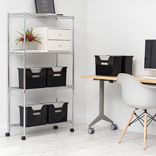 IRIS USA Medium Portable Desktop File Box with Open Lid, 6 Pack, Side Handles, Tabs & Inserts, Hanging File Folders, Letter-Size File Magazine Newspaper Mail Document Notebook, Black - style: Black M - 6 Pack