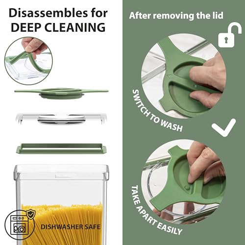 4-Pack Airtight Pantry Containers, 1.9 QT Clear SAN Food Storage Jars with Twist-Lock Lids, Detachable for Easy Cleaning, Stackable for Cereal, Pasta, Rice, Oats & Snacks White - color: White
