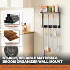 Broom Holder Wall Mount with Cleaning Supplies Organizer, Laundry Room Organization and Storage Shelves, Mop Hanger Broom Rack with Hooks, Home Improvement Kitchen Shelf Garage Organizer - size: Small