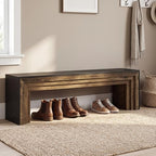 Tribesigns 71'' Extra Long Shoe Storage Bench,Mid-Century Modern Entryway Bench,Indoor Wooden End of Bed Bench for Hallway,Bedroom,Living Room (Black) - color: Black