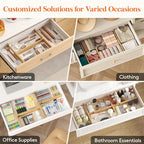 Lifewit 2.4" High 8 Pack Bamboo Drawer Dividers 33-42cm/13-16.5" Adjustable Wooden Drawer Organizer for Clothes/Utensils, Expandable Drawer Separator for Dresser/Kitchen/Bedroom/Office Organization - size: 2.4"H, 13-16.5"L