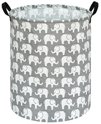 KUNRO Kids Laundry Hamper Clothes Gift Basket Storage Laundry Baskets Organizer Bin with Handles for Nursery Room (Elephant) - color: Elephant
