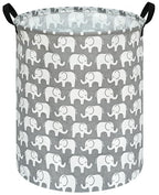 KUNRO Kids Laundry Hamper Clothes Gift Basket Storage Laundry Baskets Organizer Bin with Handles for Nursery Room (Elephant) - color: Elephant