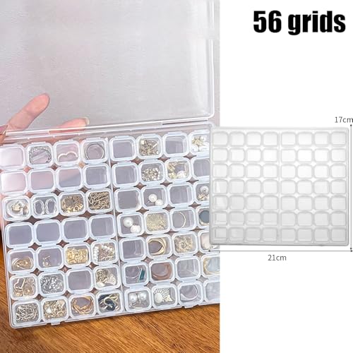 1set Detachable Compartment Jewelry Storage Box Jewelry Divided Into 28/56 Transparent Boxes Nail Art Storage Tools (56 grids,21 * 17 * 2.5cm) - color: 56 grids,21*17*2.5cm