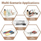 7Pack Desk Drawer Organizers, 6"*9" makeup acrylic drawer organizer trays for vanity, bathroom, office, nightstand, junk for kitchen drawer, Versatile plastic drawer divider storage bins