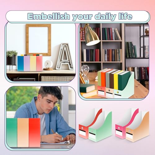 Jutom 32 Pcs Magazine File Holder Set Including Colored Foldable Desk File Holder Organizer White Label Stickers Cat Pen Cardboard Magazine Storage Box for Document School Office (Gradient,Classic) - style: classic