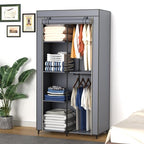 Portable Closet, Wardrobe Closet with 6 Storage Shelves and 2 Hanging Rods, Non-Woven Fabric Cover, 34.6 x 17.7 x 66.1 Inches Closet Organizer for Bedroom, Gray - size: Medium