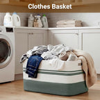 75L Large Blanket Basket, 22"x17"x12"Rectangle Cotton Rope Woven Storage Basket with Handles, Laundry Hamper for Living Room, Nursery, Bedroom - Chemical-Free, Kid & Pet Safe - Sage Green - color: Sage Green/White