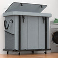 60 Gal (230L) High Grade Large Laundry Basket with Wheels, Rolling Laundry Hamper, Laundry Cart with Metal Frame and Removable Bag Design, Suitable for Laundry Room, Bedroom (Grey, 3 Section 230L) - color: Grey, size: 3 Section 230L