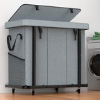 60 Gal (230L) High Grade Large Laundry Basket with Wheels, Rolling Laundry Hamper, Laundry Cart with Metal Frame and Removable Bag Design, Suitable for Laundry Room, Bedroom (Grey, 3 Section 230L) - color: Grey, size: 3 Section 230L