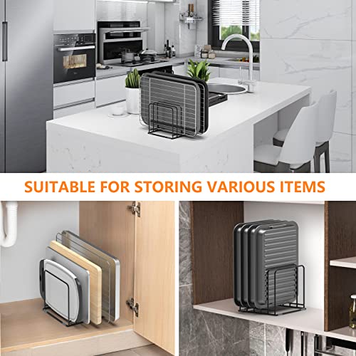 KORRTFID Kitchen Cabinet Organizer, Steel Cookware Holder, Divided Holder with 5 Slots for Skillets Baking Tray and Chopping Board Rack - Baking Pan Holder Storage (1 PC) - style: 1 PC