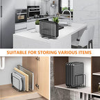 KORRTFID Kitchen Cabinet Organizer, Steel Cookware Holder, Divided Holder with 5 Slots for Skillets Baking Tray and Chopping Board Rack - Baking Pan Holder Storage (2 PCS) - style: 2 PCS
