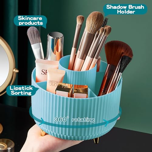 fanado 360° Rotate Makeup Brush Holder Organizer, Makeup Organizers Countertop, Makeup organization and Skincare Storage with Gift Box Packing for Vanity, Desktop, Bathroom (Blue) - color: Blue