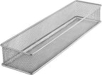 YBM HOME Silver Mesh Drawer Cabinet and or Shelf Organizer Bins, School Supply Holder Office Desktop Organizer Basket (1, 3x15x2 Inch) - size: 3x15x2 Inch
